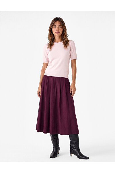 Koton Modal Viscose Fabric Pleated Side Pockets Flared Cut Midi Skirt