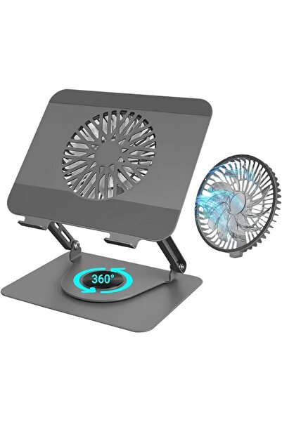 GENERAL حامل لابتوب قابل للتعديل مع مروحة تبريد، دوران 360 درجة، حامل نوت بوك...