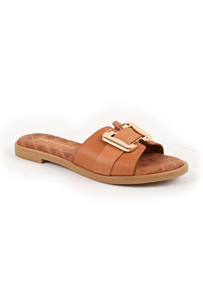 Mammamia Women's Slippers Daily Genuine Leather Single Strap Metal Buckle Fla...