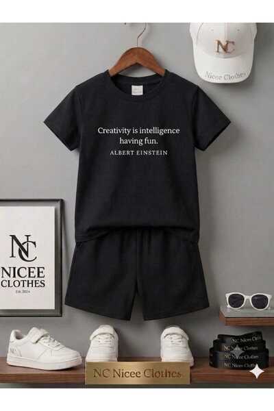 Leto Lykia Summer Children's T-Shirt Shorts Unisex (Albert Text Printed)