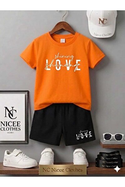 Leto Lykia Summer Children's T-Shirt Shorts Unisex (White Love Printed)
