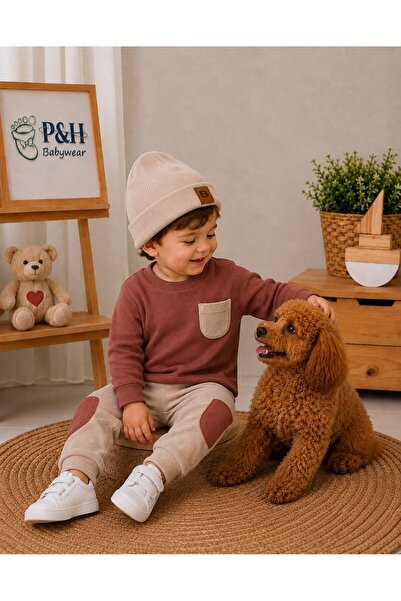 P&H BABYWEAR طقم أطفال أولادي مكون من 3 قطع مع جيوب من القماش المرن المضلع وق...