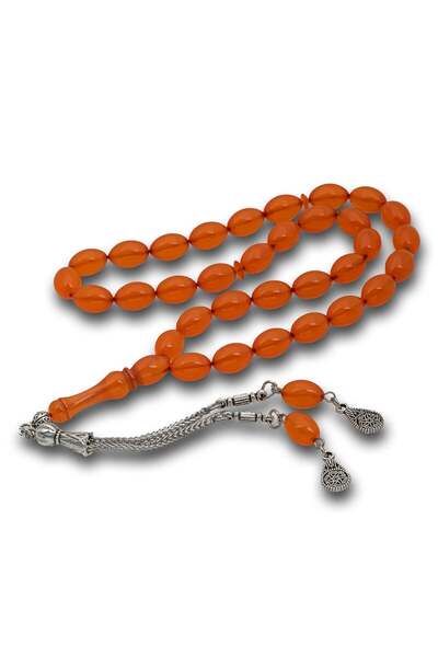 Inure Jewelry Mărgele de rugăciune din chihlimbar portocaliu, tăiate tip orz,...