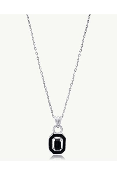 Stemma Jewelry Colier Lant cu Pandantiv Black Enamel and Stone din Argint 925...