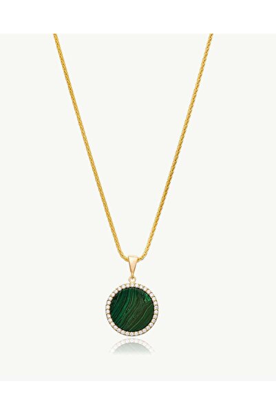Stemma Jewelry Colier Lant cu Pandantiv Malachite Magic din Argint 925, cu Zi...