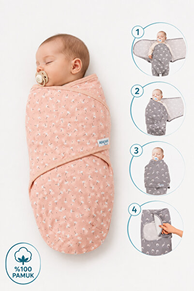 Mou&Kou 0-3 Months Baby Swaddle 100% Cotton Velcro Soft Combed Cotton Breatha...