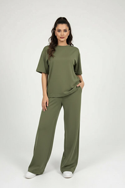Runades Tricou supradimensionat pentru femei, pantaloni largi, set casual - t...