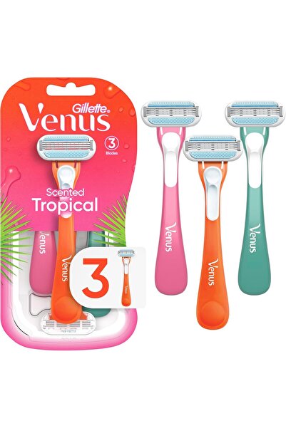 Gillette Venus شفرات حلاقة استوائية للاستخدام مرة واحدة للنساء، 3 قطع