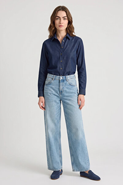 Efnaz style Women's Regular Fit Denim Navy Blue Shirt