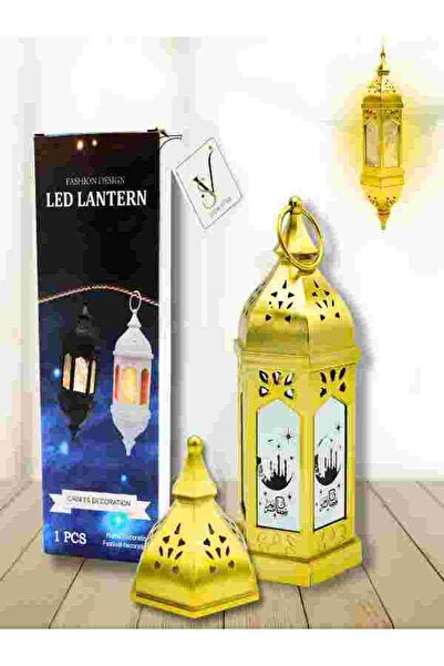 View star Ramadan Golden LED Lantern – Battery Operated Islamic Decorative Ha...