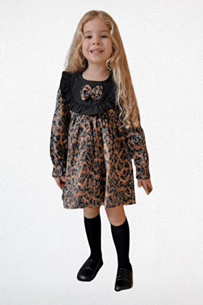 NOBLEKIDS Girl's Leopard Patterned Ruffle Dress