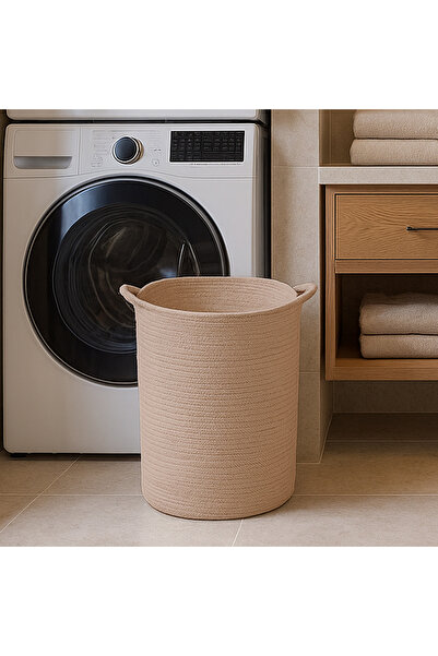 Cannon Laundry Basket Round Beige H58cm x 36cm Diameter
