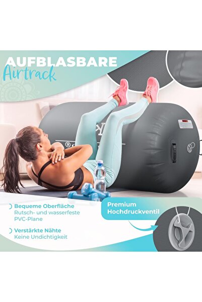 KESSER ®   Airtrack gonflabil |   incl. Geantă de transport și Pompă de aer electrică |   Rotire cu role, Yoga, Saltea de fitness, Ajutor pentru antrenament, Saltea de gimnastică, Antrenor de echilibru, Saltea sport, Saltea de sală, Antrenament