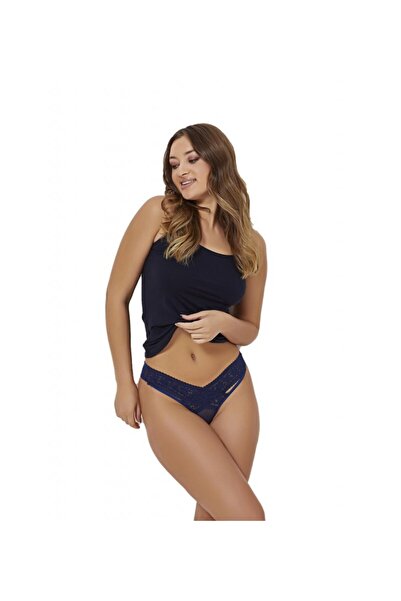 VELVET TOUCH ΓΥΝΑΙΚΕΙΟ ΣΤΡΙΝΓΚ ΜΕ ΔΑΝΤΕΛΑ ΜΠΛΕ 4235MPL, Χρώμα ΜΠΛΕ, Μέγεθος L