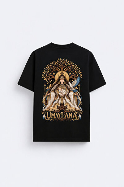 cesita Umay Ana Printed Crew Neck Black T-Shirt