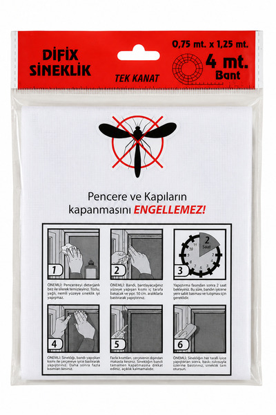 YANARLAR DİFİX Hazır Sineklik 75x125 cm Tek Kanat Pencere ve Kapı Sinekliği