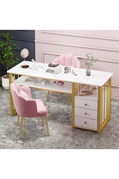 Generic Manicure Table Nail Desk, Beauty Salon Nail Table with 3 Storage Draw...