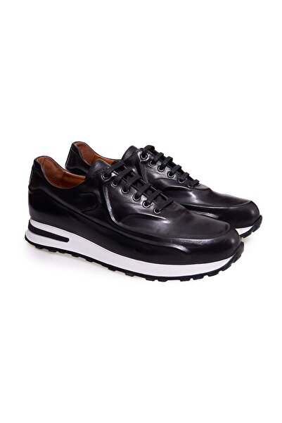 FRANCO CALVANI Black Color Lace-Up Genuine Leather Men's Shoes
