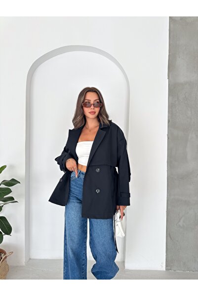 vesantia Women's Lined Premium Fabric Trench Coat