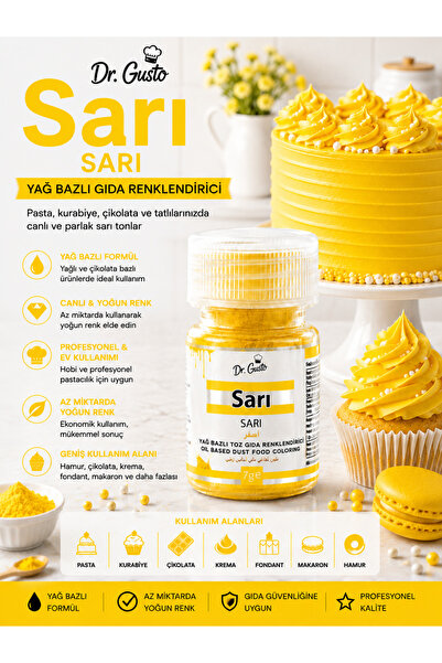 Dr. Gusto Sarı Yağ Bazlı Toz Gıda Renklendirici 7 G