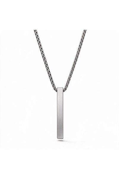 Belora Colier minimalist din oțel inoxidabil placat cu argint, cu pandantiv e...