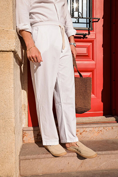no7man Vento White 100% Cotton Men's Trousers
