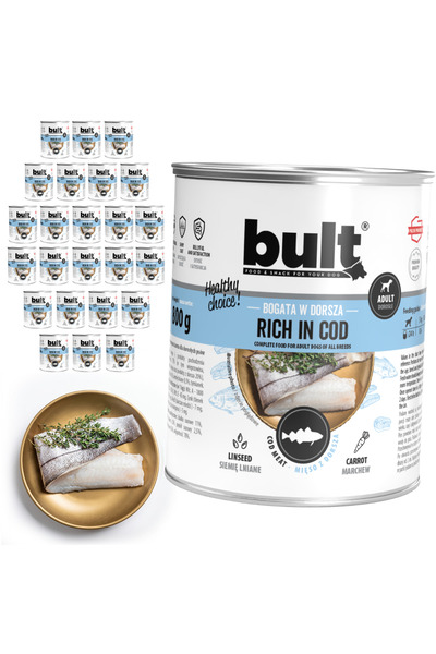 Bult Hrană umedă completă pentru câini, bogată în cod, conservă 24x800g