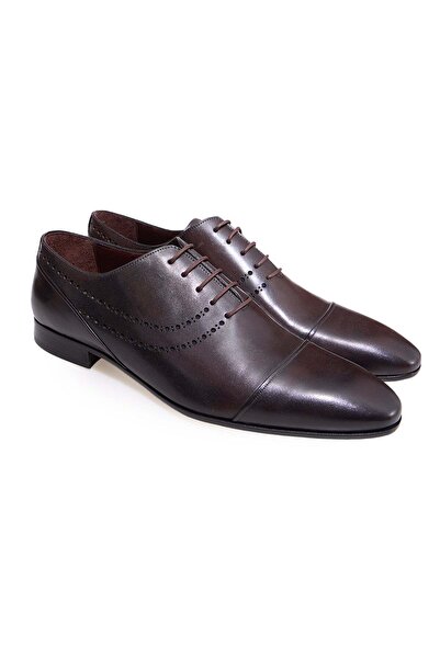 FRANCO CALVANI Brown Lace-Up Genuine Leather Men's Shoes