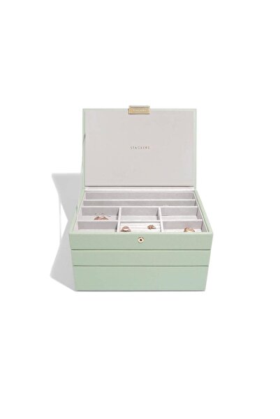 STACKERS Cutie de bijuterii triplă (verde) Clasic