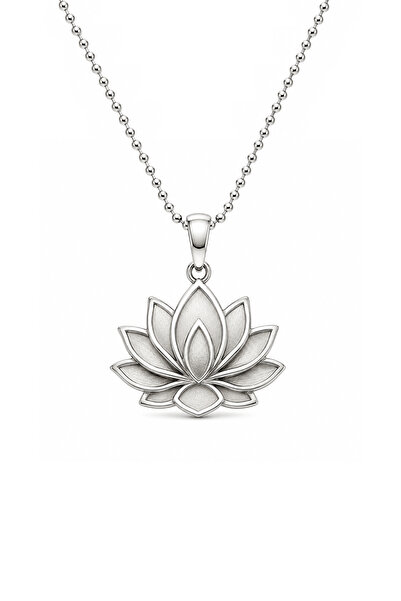 Coy Diamond Lotus Çiçeği Kolye ,Çiçek Kolye , 925 Ayar Gümüş Kolye