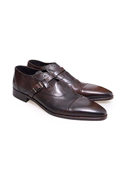 FRANCO CALVANI Brown Laceless Genuine Leather Men's Shoes
