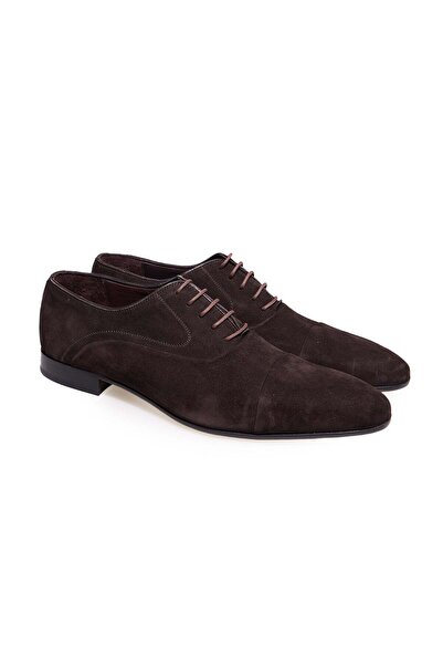 FRANCO CALVANI Brown Lace-Up Genuine Leather Suede Men's Shoes