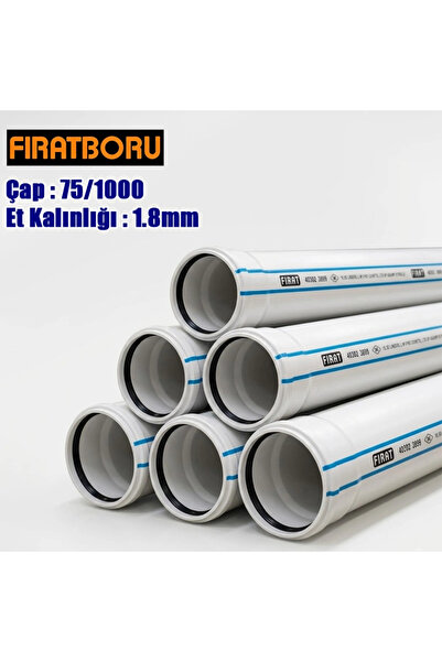 FIRAT 75/1000mm PVC Atık Su Borusu, 1.8mm Et Kalınlığı, 1 Adet