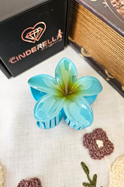 Cinderella Turquoise Yellow Ombre Lotus Flower Hair Clip 8cm - Plumeria Hawai...