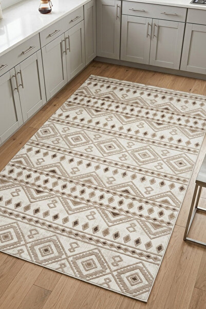 Raschel Carpet Premium Bohem Yıkanabilir Leke Tutmaz Modern Mutfak Halısı Etn...