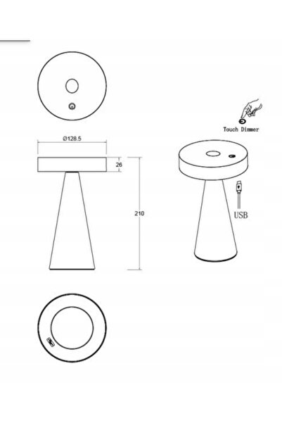 NO BRAND Lampă de masă de noapte LED 2,5W 3000K wireless Catinca IP54 cărămiziu