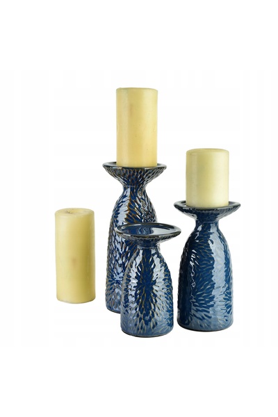 NO BRAND Suport ceramic pentru lumânări Yarine Blue 11x10x25 cm