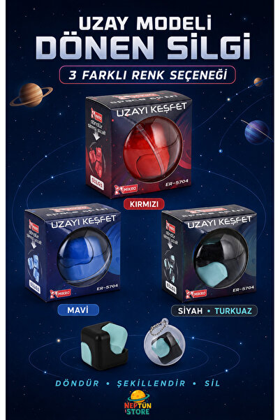 Mikro Space Spin Stres Çarkı Gibi Dönen Uzay Temalı Küp Silgi