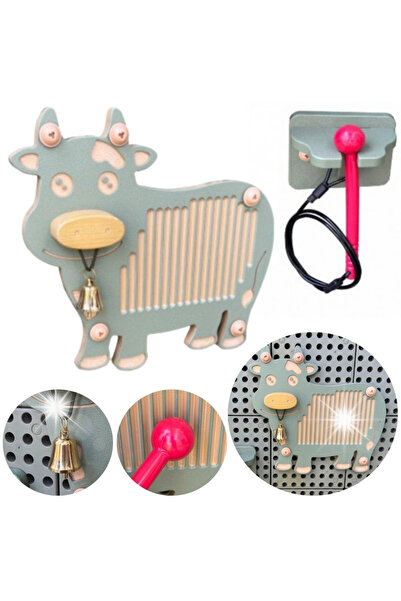 NO BRAND Panou muzical „Vaca” – Instrument Guiro, clopoțel, activități senzor...