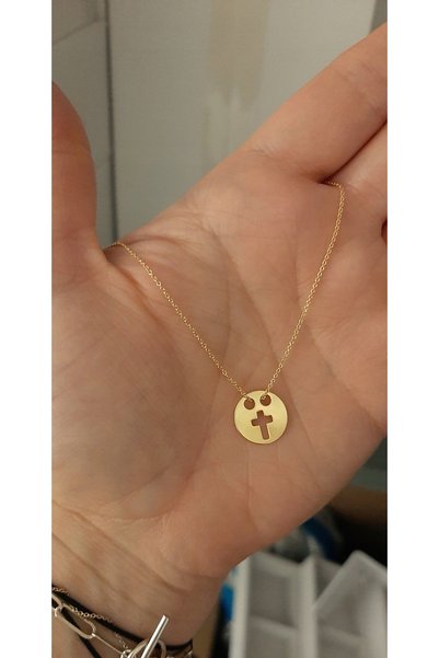NO BRAND Colier de aur CIRCLE CROSS argint 925 CELEBRITY