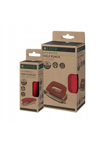 Leitz Capsator mini NeXXt recycle, până la 10 coli, roșu x2