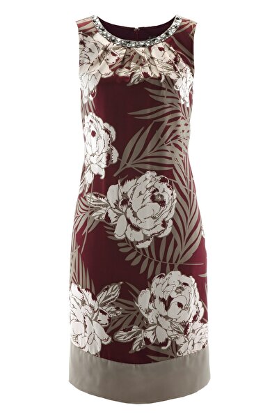 NO BRAND Rochie Bpc bordo cu imprimeu floral 36