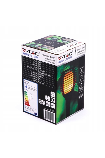 V-TAC Lampă solară de perete pentru grădină 4 în 1 cu efect de flacără LED 17...