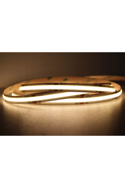 NO BRAND Bandă LED COB profesională 12W/m, 24V, 5m, culoare caldă 3000K