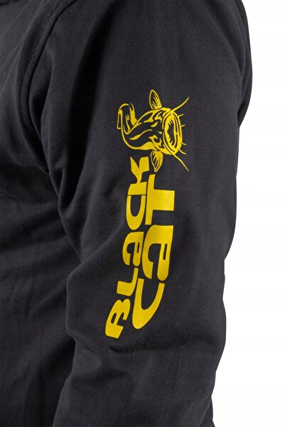 NO BRAND BLUZA CU GLUGA BLACK CAT BLACK HOODY-L