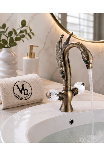 vb vitrinbanyo Duck Lavatory Faucet Brushed Antique Vintage - Decorative Retr...
