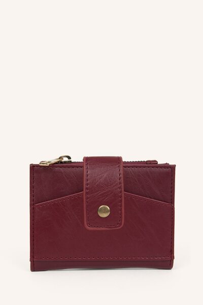 DeFacto Women's Faux Leather Wallet with Snap Fasteners and Zipper Detail I58...