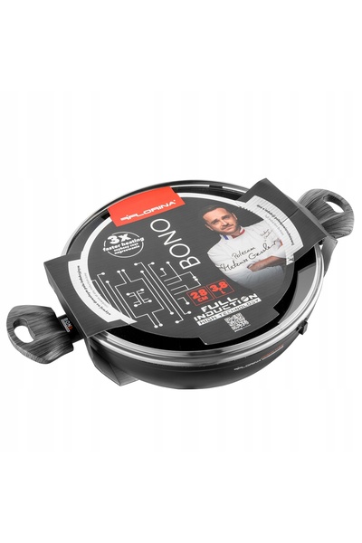 NO BRAND Florina Bono 28cm 3.8L Oală din aluminiu neagră pentru inducție și g...
