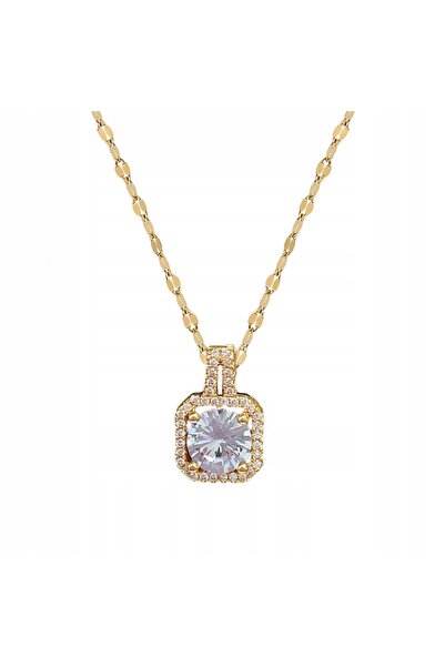 Alviro Colier cu zirconiu de culoare aurie, pandantiv elegant din cristal