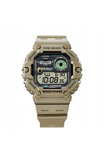 Casio Ceas digital sport WS-1700H-5A Kaki cu LED, pentru înot și fază lunară